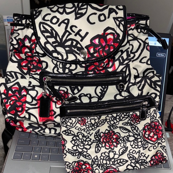 Coach Handbags - Coach Poppy Daisy Graffiti Floral Backpack and Pouch Bundle
